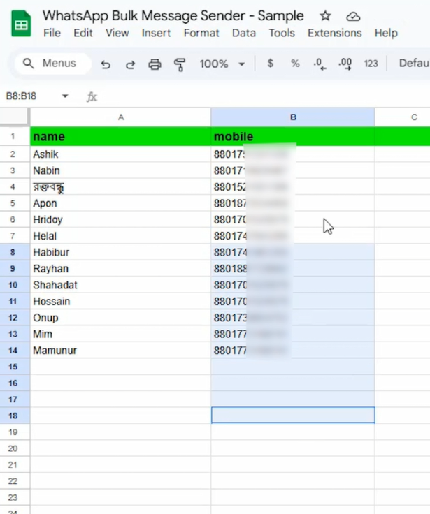 WhatsApp bulk messages from CSV